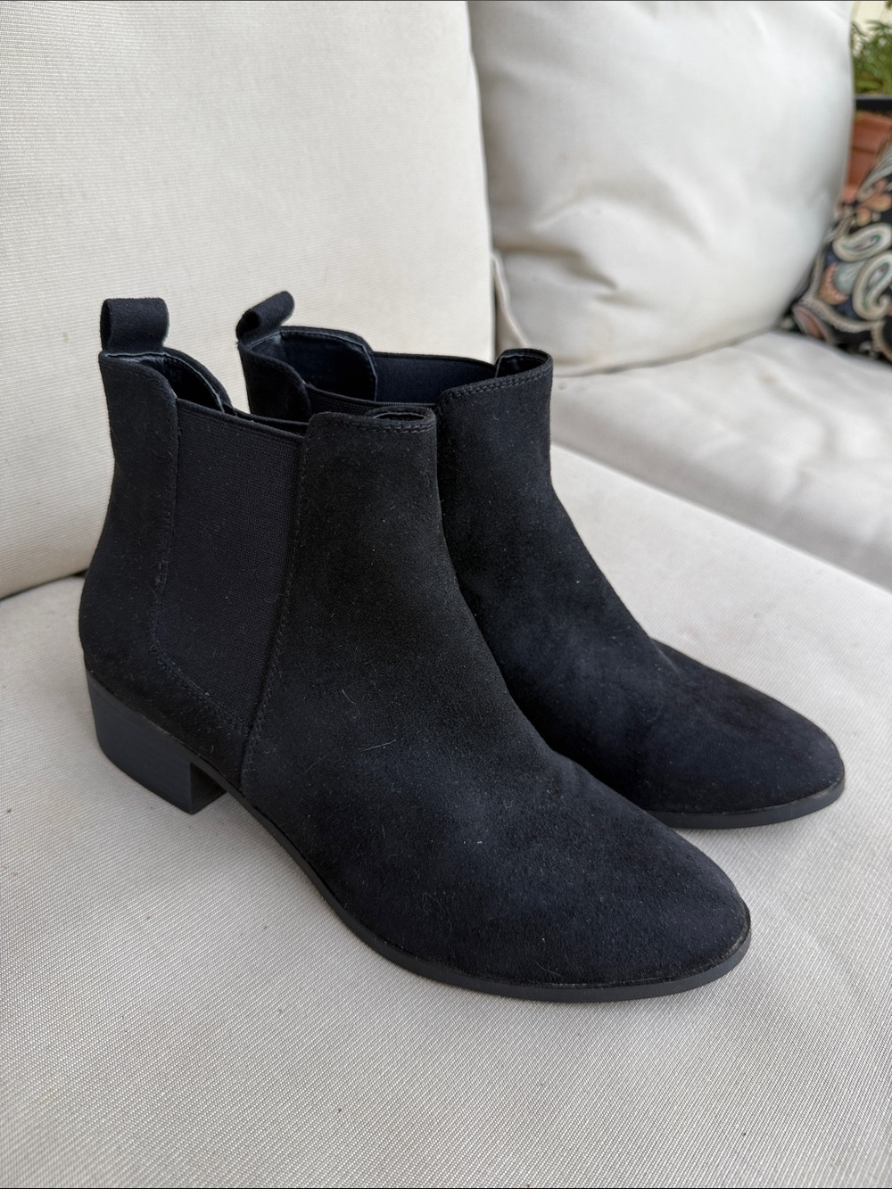 Call It Spring- Black Suede Chelsea Ankle Boots - Women's Slip-On Size 7.5 Vegan